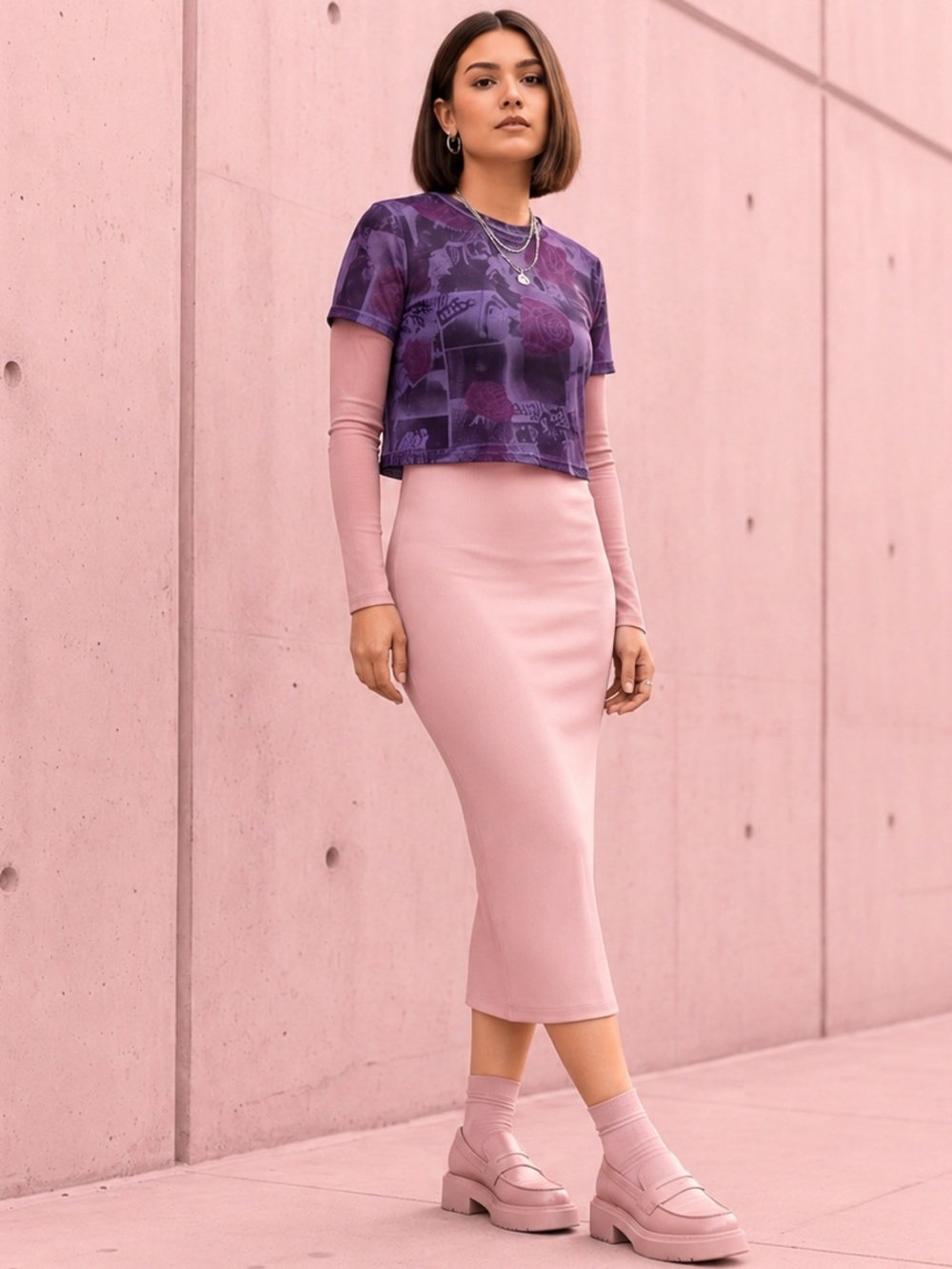 Women’s purple sheer long sleeve cropped top size X-LARGE